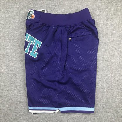 Men's Charlotte Hornets Purple Basketball Retro Shorts11