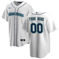 Men's Seattle Mariners White Home Replica Custom Jersey1