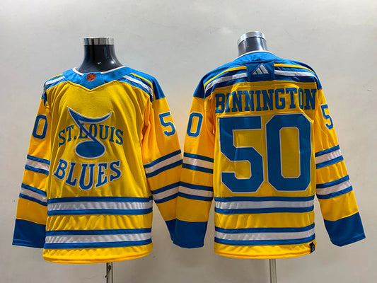 Men's St. Louis Blues Jordan Binnington #50 Yellow Breakaway Player Jersey1
