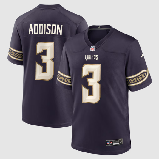 Men's Minnesota Vikings Jordan Addison #3 Purple 2026 Rivalries Collection Game Jersey