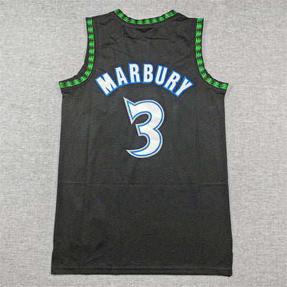 Men's Minnesota Timberwolves Stephon Marbury #3 Black 1997/98 Hardwood Classics Swingman Jersey1