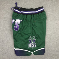 Men's Milwaukee Bucks Basketball Shorts1 With pocket Vintage Green