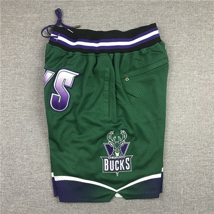 Men's Milwaukee Bucks Basketball Shorts1 With pocket Vintage Green