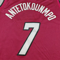 Men's Miami Heat Giannis Antetokounmpo #7 Red Swingman Jersey - Statement Edition