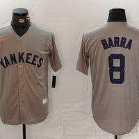 Men's New York Yankees Yogi Berra #8 Gray Road Cooperstown Collection Player Jersey1