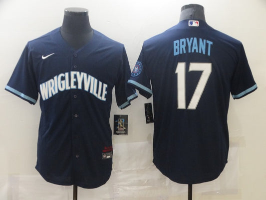 Men's Chicago Cubs Kris Bryant #17 Navy Replica Player Jersey1