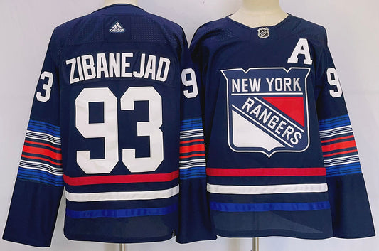 Men's New York Rangers Mika Zibanejad #93 Blue Game Jersey1
