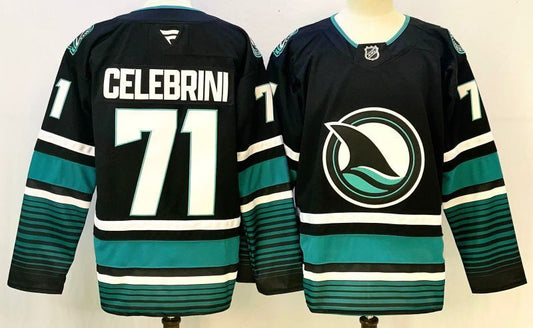 Men's San Jose Sharks Macklin Celebrini #71 Fanatics Black Player Jersey