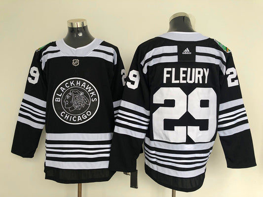 Men's Chicago Blackhawks Marc Andre Fleury #29 Black Breakaway Player Jersey1