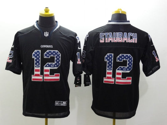 Men's Dallas Cowboys Roger Staubach #12 Black Game Jersey1