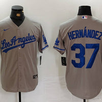 Men's Los Angeles Dodgers Teoscar Hernandez #37 Gray Player Jersey1