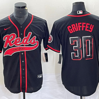 Men's Cincinnati Reds Ken Griffey Jr. #30 Black Replica Player Jersey1 Joint Edition