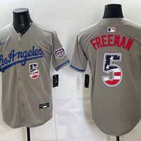 Men's Los Angeles Dodgers Freddie Freeman #5 Gray USA 250 Fourth of July Home Limited Jersey