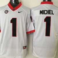 Men's Georgia Bulldogs Sony Michel #1 White Player Game Jersey