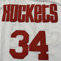 Men's Houston Rockets Hakeem Olajuwon #34 White Hardwood Classics Swingman Jersey1