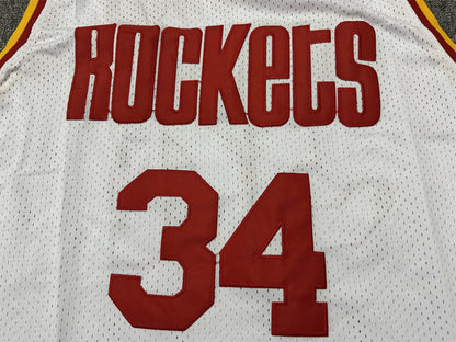 Men's Houston Rockets Hakeem Olajuwon #34 White Hardwood Classics Swingman Jersey1