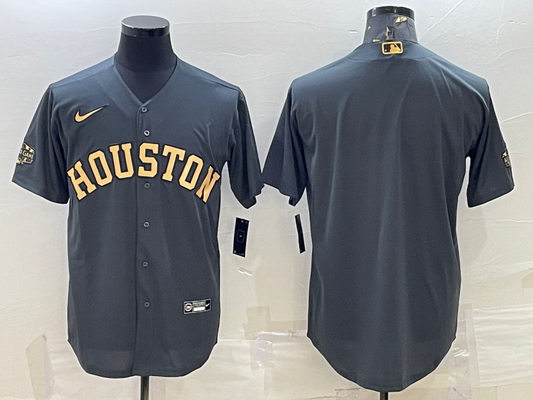 Men's Houston Astros Dark Gray Replica Blank Jersey1
