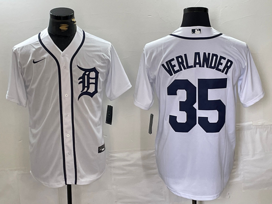 Men's Detroit Tigers Justin Verlander #35 White Replica Player Jersey1