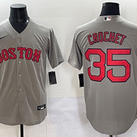 Men's Boston Red Sox Garrett Crochet #35 Gray Replica Player Jersey