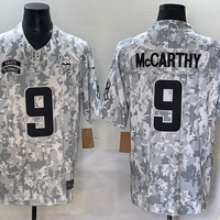Men's Minnesota Vikings J.J. McCarthy #9 Arctic Camo 2024 Salute to Service Retired Player Limited Jersey