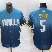 Men's Philadelphia Phillies Bryson Stott #5 Blue 2024 City Connect Limited Player Jersey1