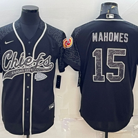 Men's Kansas City Chiefs Patrick Mahomes #15 Black RFLCTV Limited Jersey1 Joint Edition