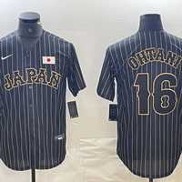 Men's 2023 World Baseball Classic #16 Shohei Ohtani Japan Black Player Jersey1