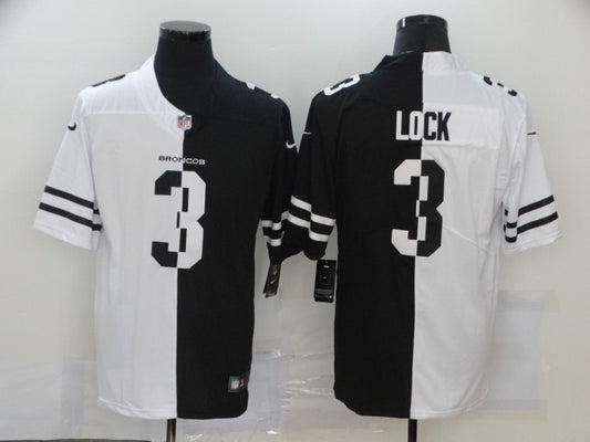 Men's Denver Broncos Drew Lock #3 Black/White Game Jersey1