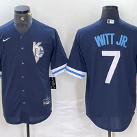 Men's Kansas City Royals Bobby Witt Jr. #7 Navy Replica Baseball Jersey1