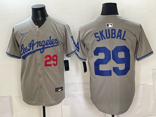 Men's Los Angeles Dodgers Tarik Skubal #29 Gray Alternate Player Jersey