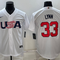 Men's 2023 World Baseball Classic #33 Lance Lynn USA White Jersey1