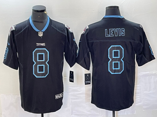 Men's Tennessee Titans Will Levis #8 Black Game Player Jersey1