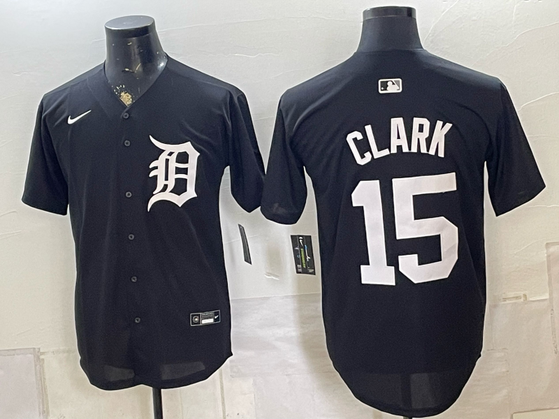 Men's Detroit Tigers Max Clark #15 Black Replica Player Jersey
