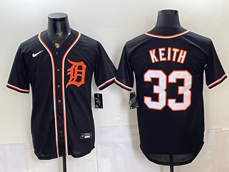 Men's Detroit Tigers Colt Keith #33 Fashion Replica Black Out Jersey