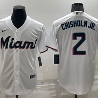 Men's Miami Marlins Jazz Chisholm Jr. #2 White Replica Baseball Jersey1