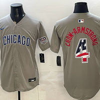 Men's Chicago Cubs Pete Crow-Armstrong #4 Gray USA 250 Fourth of July Home Stadium Jersey