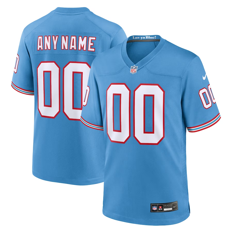 Tennessee Titans Light Blue Oilers Throwback Custom Jersey