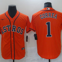 Men's Houston Astros Carlos Correa #1 Orange Replica Baseball Jersey1