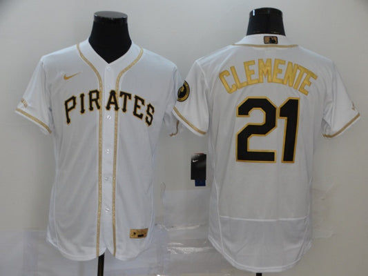 Men's Pittsburgh Pirates Roberto Clemente #21 White Stitched Jersey1