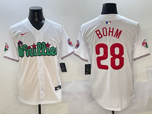 Men's Philadelphia Phillies Alec Bohm #28 White Game Jersey1