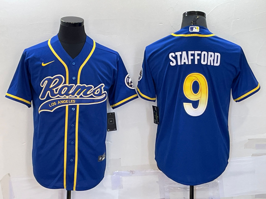 Men's Los Angeles Rams Matthew Stafford #9 Blue Game Jersey1 Joint Edition