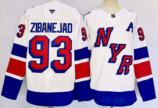 Men's New York Rangers Mika Zibanejad #93 White Player Jersey