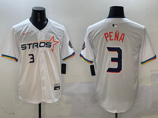 Men's Houston Astros Jeremy Pena #3 White 2025 City Connect Limited Player Jersey1