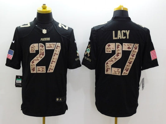 Men's Green Bay Packers Eddie Lacy #27 Black Game Player Jersey1