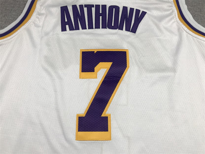 Men's Los Angeles Lakers Carmelo Anthony #7 White Fast Break Replica Jersey1