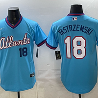Men's Atlanta Braves Mike Yastrzemski #18 Powder Blue 2026 City Connect Stadium Jersey