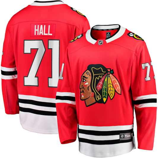 Men's Chicago Blackhawks Taylor Hall #71 Red Home Breakaway Player Jersey1