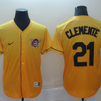 Men's Pittsburgh Pirates Roberto Clemente #21 Yellow Replica Player Jersey1