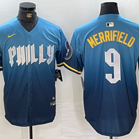 Men's Philadelphia Phillies Whit Merrifield #9 Blue 2024 City Connect Limited Player Jersey1