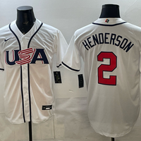 Men's USA Baseball Gunnar Henderson #2 White 2026 World Baseball Classic Stadium Jersey